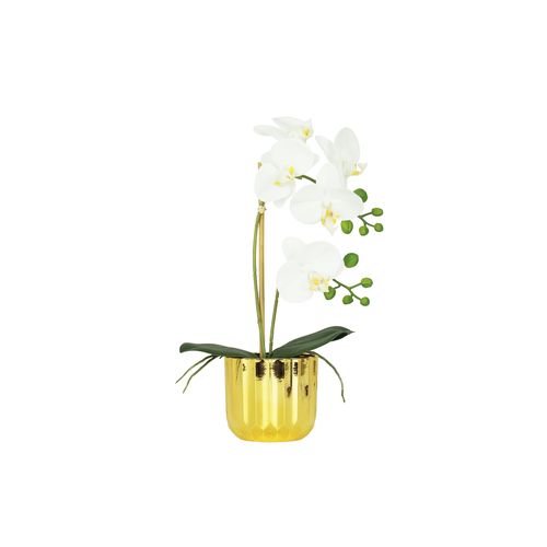 Orchidee Artificielle Toucher Naturel Pot Or 40cm
