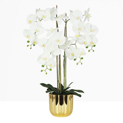 Orchidee Artificielle Toucher Naturel Pot Or 100cm