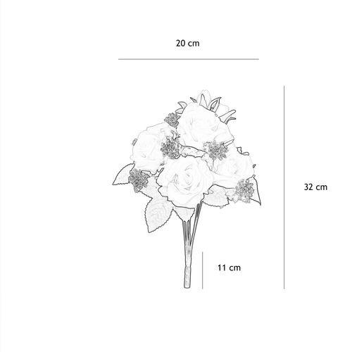 Bouquet Artificiel De Roses 32cm Blanc Lot De 2