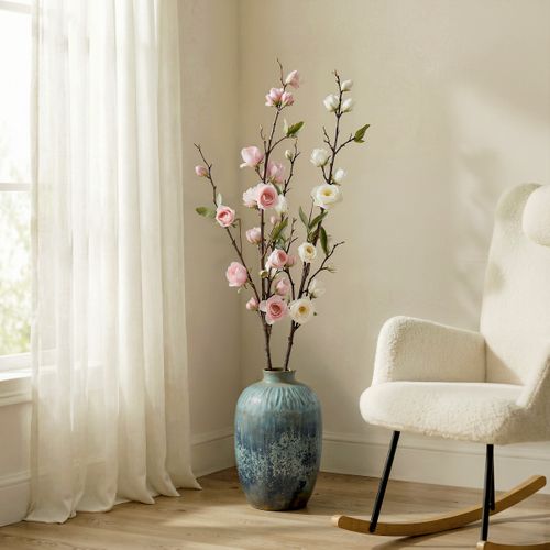 Arecca palme feuillage H100 cm Blanc / Rose