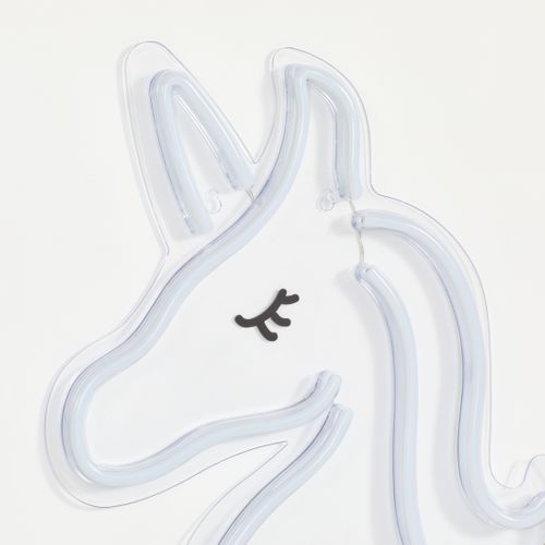 Néon mural Led USB H. 33 cm UNICORN Rose et blanc