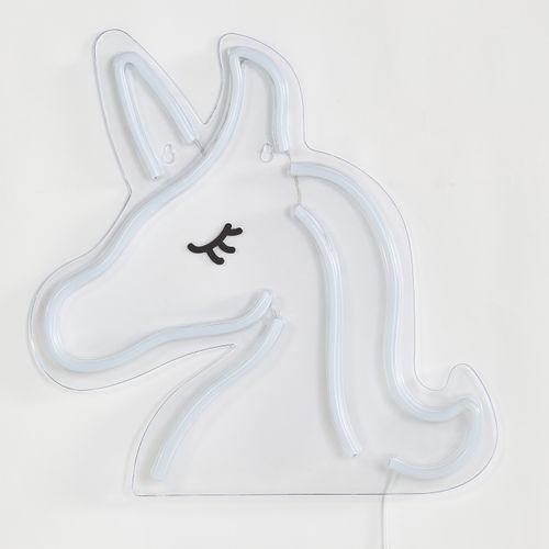 Néon mural Led USB H. 33 cm UNICORN Rose et blanc