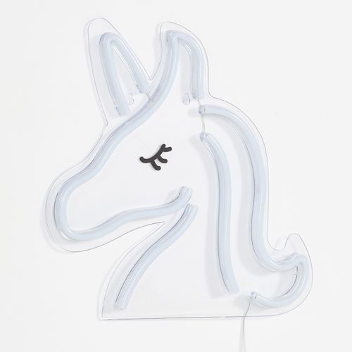Néon mural Led USB H. 33 cm UNICORN Rose et blanc