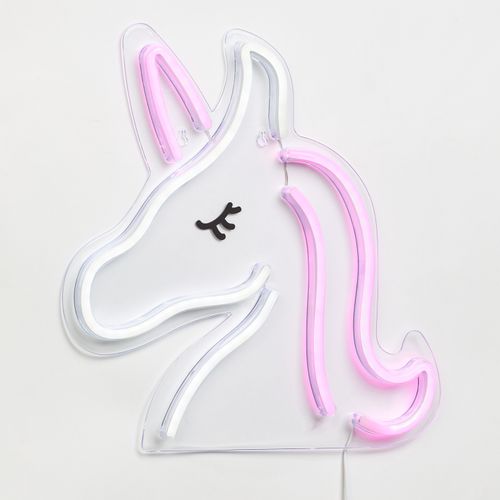 Néon mural Led USB H. 33 cm UNICORN Rose et blanc