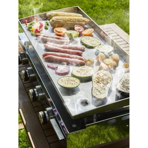 Plancha à Gaz - 4 Feux - Brasilia - Tout Inox - Surface Cuisson - XXL - 84 X 34 Cm