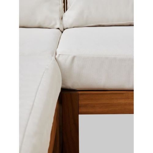 Salon De Jardin D'angle Modulable - Bois D'acacia - 7 Personnes - Levata XL - Blanc Cassé + Housse