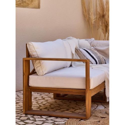 Salon De Jardin D'angle Modulable - Bois D'acacia - 6 Personnes - Levata Dining - Blanc Cassé