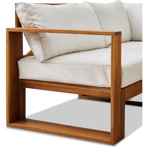 Salon De Jardin D'angle Modulable - Bois D'acacia - 6 Personnes - Levata Dining - Blanc Cassé