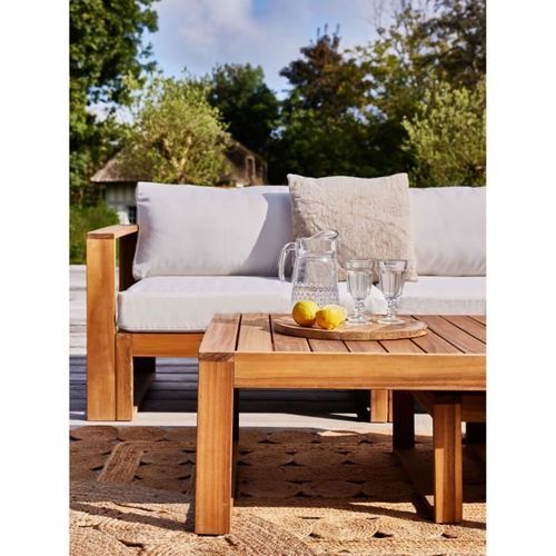 Salon De Jardin D'angle Modulable Avec Pouf 255 X 168 Cm - Bois D'acacia - 6 Personnes - Levata