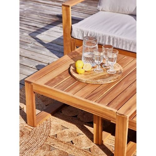Salon De Jardin D'angle Modulable Avec Pouf 255 X 168 Cm - Bois D'acacia - 6 Personnes - Levata