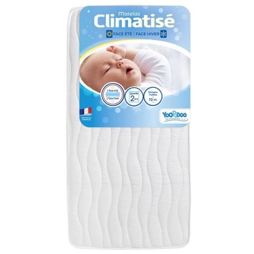 Matelas Bébé Climatisé - 60x120 Cm - 1 Face Été Fraîche / 1 Face Hiver Ouatinée