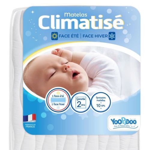 Matelas Bébé Climatisé - 60x120 Cm - 1 Face Été Fraîche / 1 Face Hiver Ouatinée