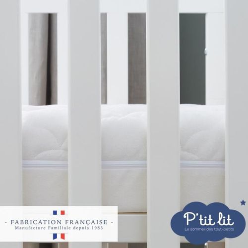 Matelas Bébé Climatisé - 60x120x10 Cm - Reversible - Déhoussable - Anti Acarien - Fabrication França