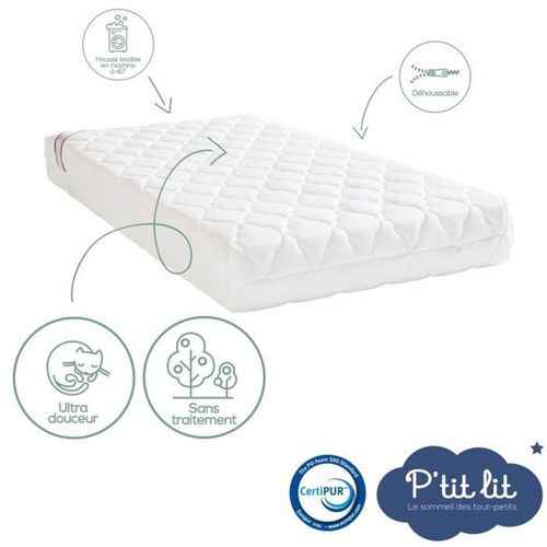 Matelas Bébé Bamboo - 70x140x10 Cm - Viscose Douce - Déhoussable - Sans Traitement Chimique