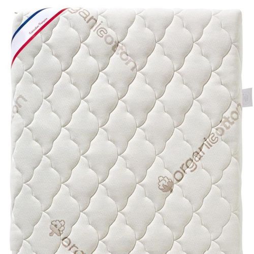 Matelas Bébé Coton Bio - 60x120x10 Cm - 100% Coton - Déhoussable - Sans Traitement Chimique