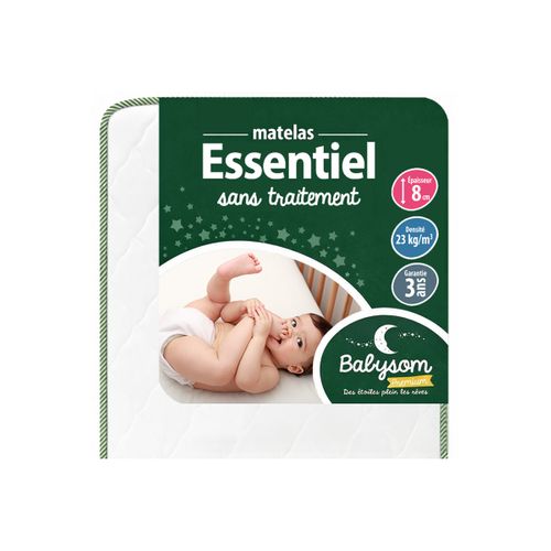 Matelas Bébé 60x120 Cm - Réversible Été/hiver - Sans Traitement - Contour Vert