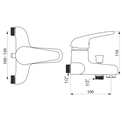 Mitigeur Bain-douche Universel  Entraxe 100 à 120mm - Delabie - 2512