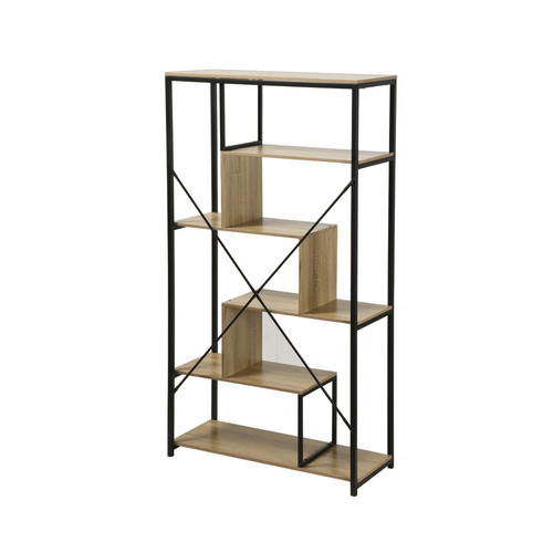 Bibliothèque à 6 Étagères Moderne Industriel Design Métal Bois Boyle