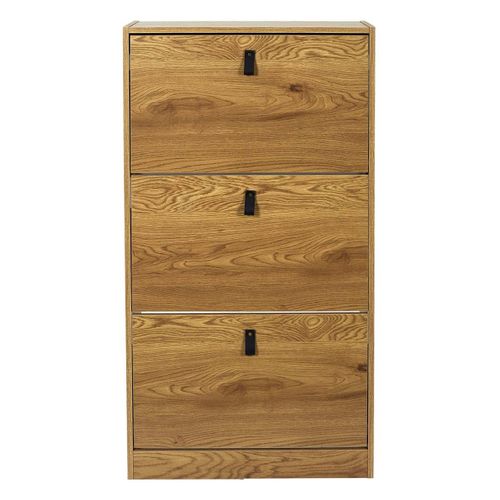 Meuble à Chaussures 3 Tiroirs Décor Chêne - 12 Paires - L63cm