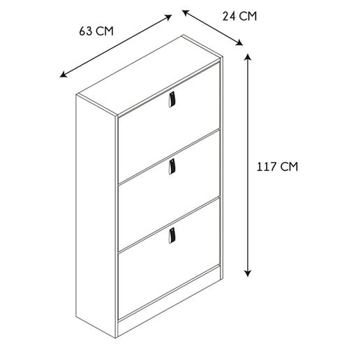 Meuble à Chaussures 3 Tiroirs Décor Chêne - 12 Paires - L63cm