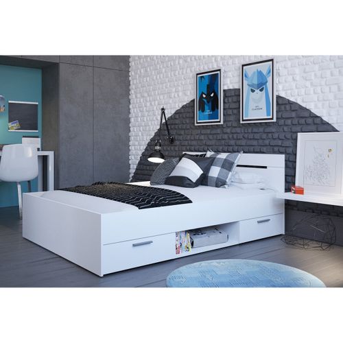 Lit 2 Tiroirs 1 Niche - 140x190 Cm