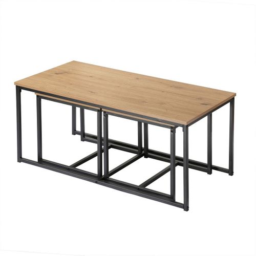 Lot De 3 Tables Basses Gigognes Effet Bois - L100 X H45 Cm