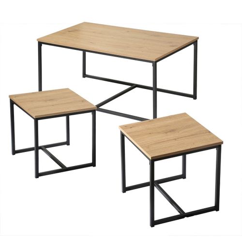 Lot De 3 Tables Basses Gigognes Effet Bois - L100 X H45 Cm