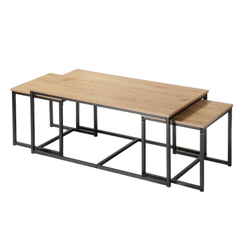 Lot De 3 Tables Basses Gigognes Effet Bois - L100 X H45 Cm