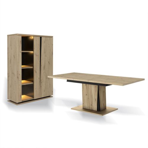 Ensemble Vaisselier 2 Portes Et Table à Manger Extensible
