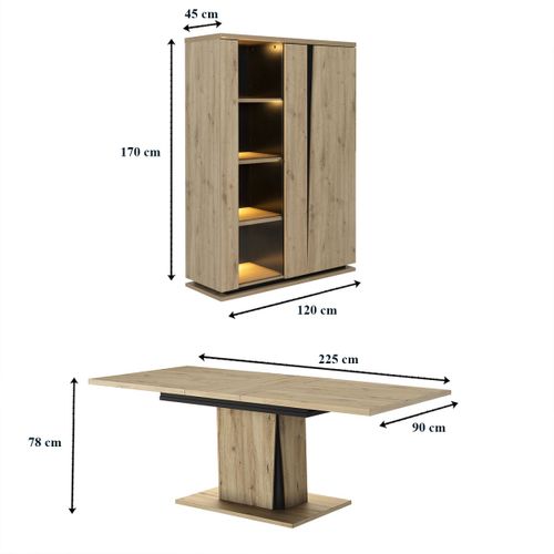 Ensemble Vaisselier 2 Portes Et Table à Manger Extensible