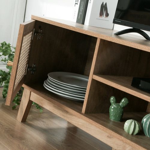 Meuble TV 2 Portes Et Cannage Rotin - L140 Cm