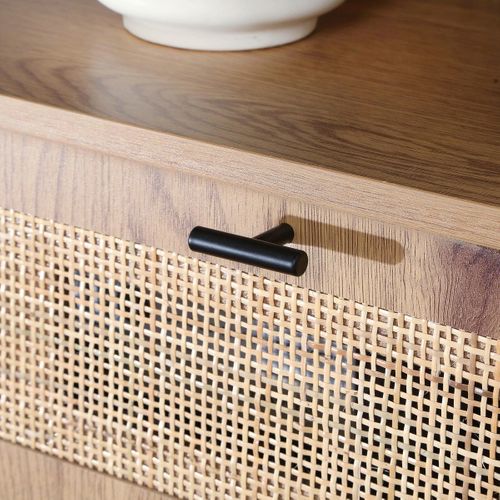 Meuble TV D'angle 1 Porte Avec Cannage Rotin L100cm