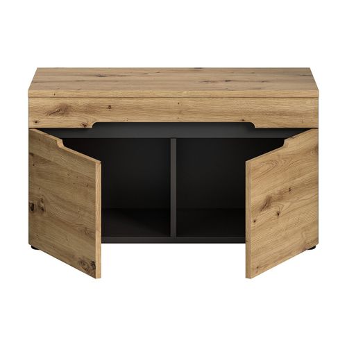 Banc Avec Rangement Chaussures 2 Portes Et 2 Niches L80 Cm