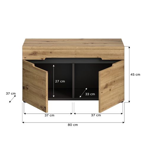 Banc Avec Rangement Chaussures 2 Portes Et 2 Niches L80 Cm