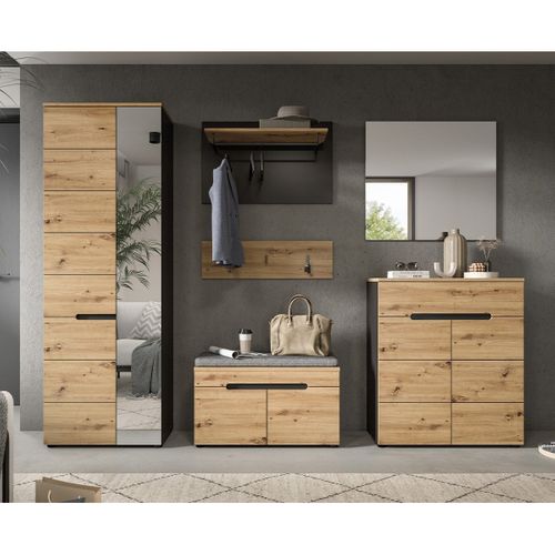 Banc Avec Rangement Chaussures 2 Portes Et 2 Niches L80 Cm