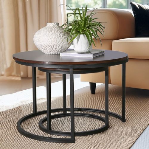 Lot De 2 Tables Basses Gigognes Rondes