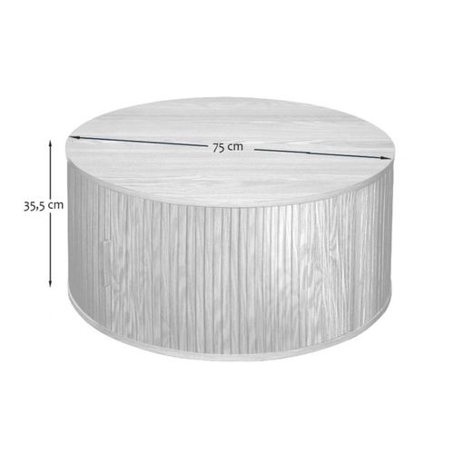 Table Basse Ronde Avec Rangement D75 Cm - Effet Bois
