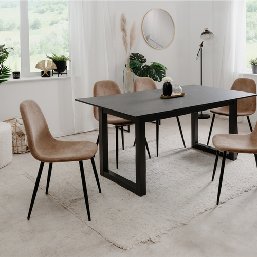 Lot De 4 Chaises En Velours Côtelé Avec Structure Métal Noir L43 Cm