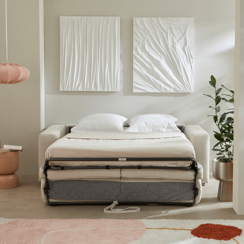 Canapé 3 Places Convertible En Tissu L207 Cm