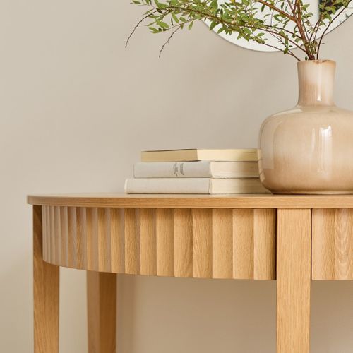 Console Arrondie 2 Niveaux H76 Cm - Effet Bois Clair