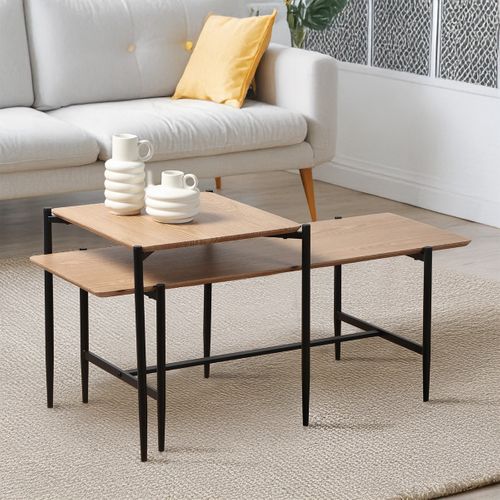 Lot De 2 Tables Basses Gigognes Décor Bois L100 Cm