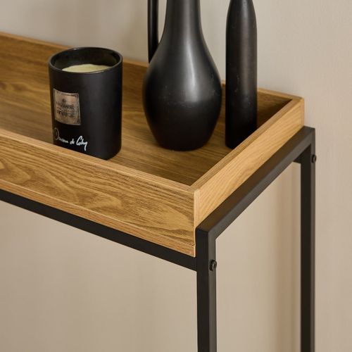 Console Avec Plateau à Rebords Et Pieds En Métal Noir L100 Cm