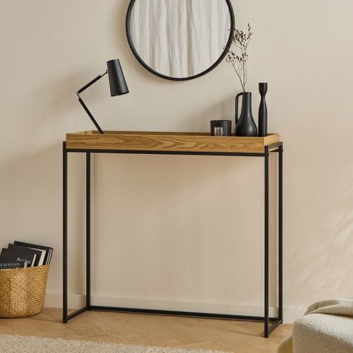 Console Avec Plateau à Rebords Et Pieds En Métal Noir L100 Cm