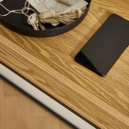 Console Avec Plateau à Rebords Et Pieds En Métal Noir L100 Cm