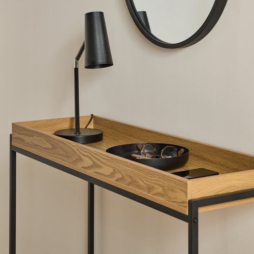 Console Avec Plateau à Rebords Et Pieds En Métal Noir L100 Cm