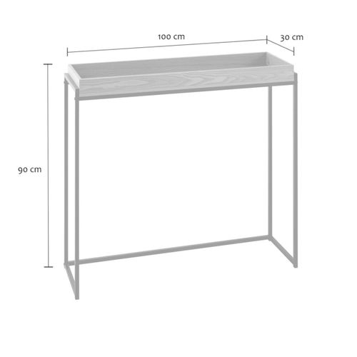 Console Avec Plateau à Rebords Et Pieds En Métal Noir L100 Cm