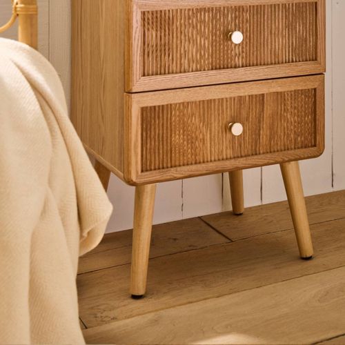 Chevet 3 Tiroirs Avec Façades Lamellées H71 Cm