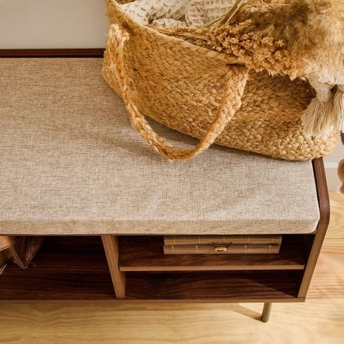 Banc à Chaussures Décor Noyer 3 Façade En Tissu L100 Cm