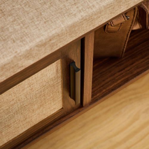 Banc à Chaussures Décor Noyer 3 Façade En Tissu L100 Cm