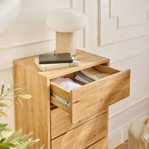 Chiffonnier 5 Tiroirs Et Pieds En Métal H100 Cm - Effet Bois Clair